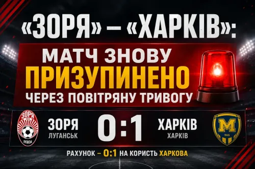 "Zorya" - "Kharkiv": match suspended again due to air raid alert